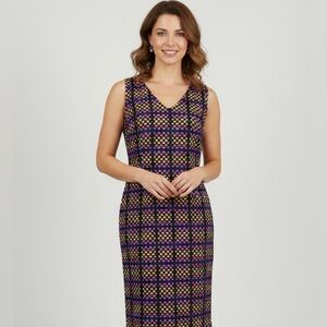 Joseph Ribkoff Mod Style Vibrant Color Square Sheath Dress Size 12